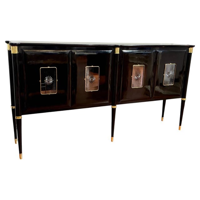 Mid-Century Italian Black Lacquered and Brass Sideboard by Paolo Buffa, 1950 For Sale - Image 13 of 13