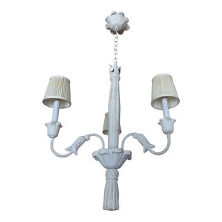 1940s French Plaster Three-Arm Chandelier in the Style of Serge Roche For Sale