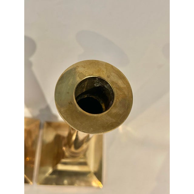 Brass Vintage Wildwood Imports Neoclassical Fluted Column Cast Brass Candlestick Holders - A Pair For Sale - Image 8 of 9