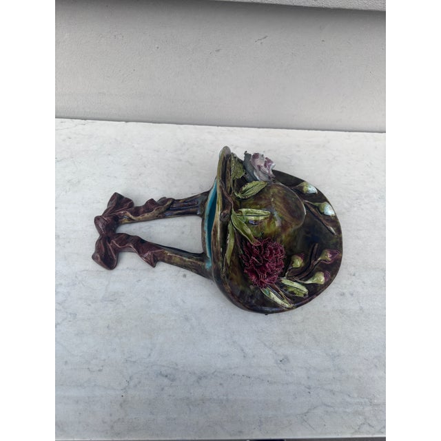 19th Century French Majolica Hat Wall Pocket For Sale In Austin - Image 6 of 7