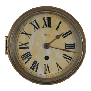 Mid-Century French Degon Rouen Brass Nautical Maritime Ship Bulkhead Clock