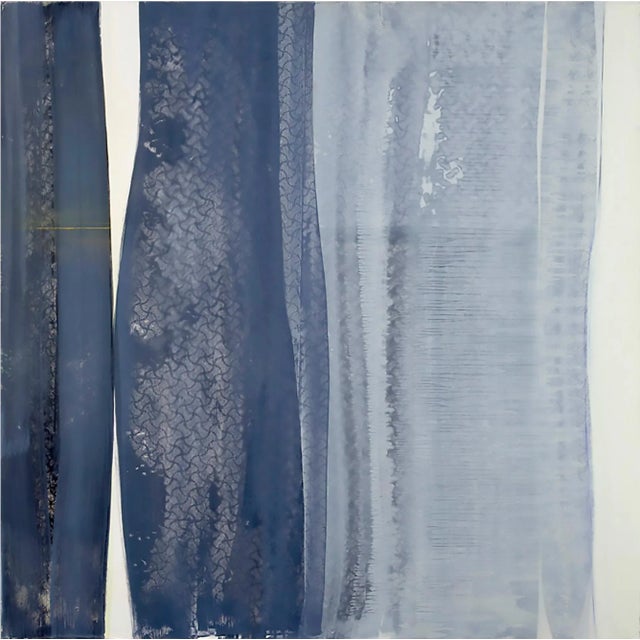 Abstract Marcy Rosenblat "Yellow Line" Painting For Sale - Image 3 of 4