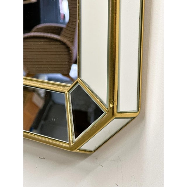 Hollywood Regency Rectangular Bevelled Mirror with Brass Frame from De Knudt, Belgium, 1980s For Sale - Image 3 of 8