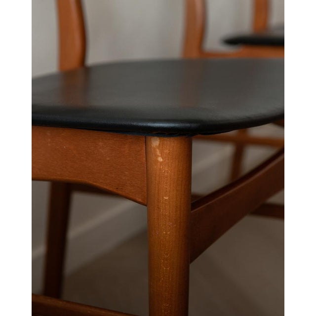 Vintage Danish Dining Chairs in Teak and Black Skai, 1960s, Set of 6 For Sale - Image 16 of 18