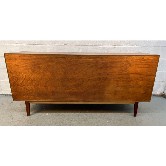 Mid-Century Nine Drawer Walnut 'Elegette' Dresser by Furnette Industries For Sale - Image 17 of 18