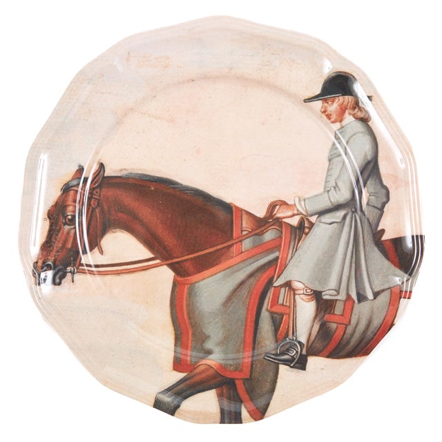 English Equine Melamine Side Plates- Set of Six For Sale - Image 3 of 13