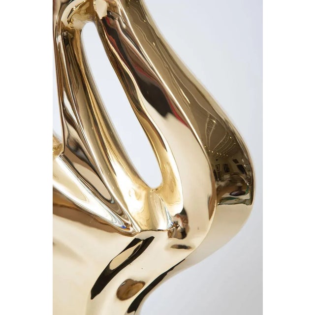 Metal Vintage Brass Abstract Figural Sculpture on Black Granite Base, 1970's For Sale - Image 7 of 9