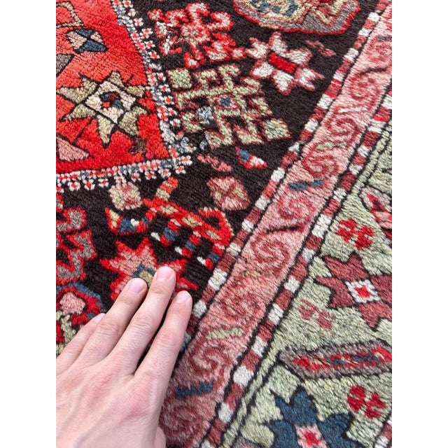1930s Antique Caucasian Sage Green Border Charcoal Black Field Rug 3.11 x 5.8 For Sale - Image 5 of 10