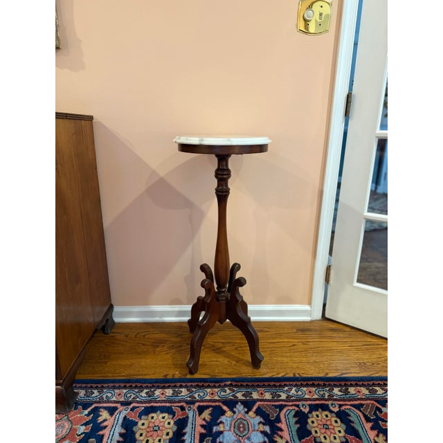 Brown Late 19th Century Victorian Marble Top Plant Stand For Sale - Image 8 of 9
