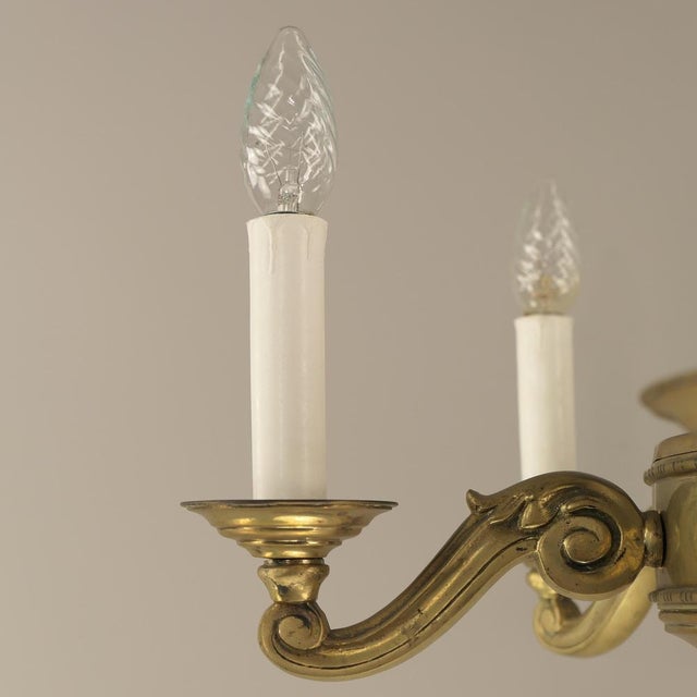 1930s Brass Chandelier with 6 Candles, Budapest, 1930s For Sale - Image 5 of 13