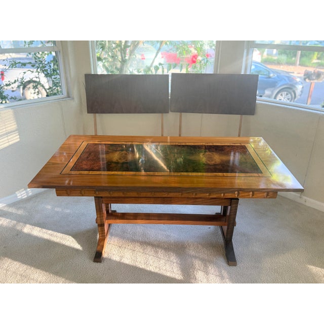 Sienna Vintage Burl Wood Lift Table Hand Crank Expander For Sale - Image 8 of 8