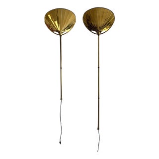Pair of 1979 Chapman Brass Fan Sconces For Sale