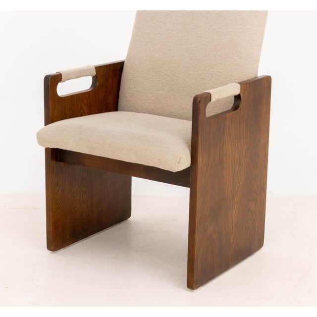 Lane "Pueblo" Grey Boucle Upholstered Walnut Dining Chairs, 6 For Sale - Image 13 of 17