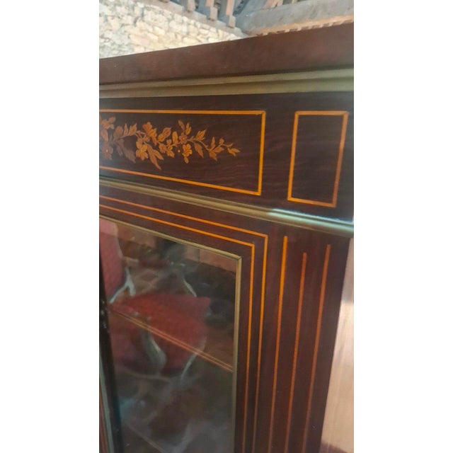 Brown Napoleon III Marquetry Display Case, 1890 For Sale - Image 8 of 9