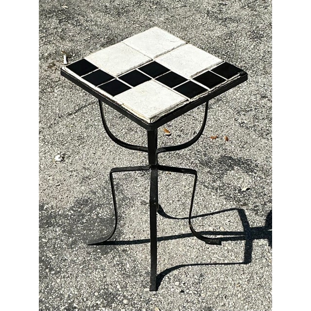 Metal Vintage Boho Tile Top Drinks Table For Sale - Image 7 of 9