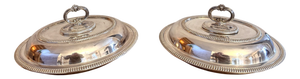Antique Edwardian Silver-Plated Oval Entree Dishes, 1900, Set of 2
