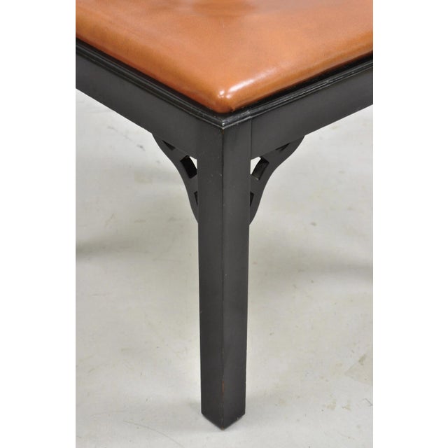 Wood Vintage Chinese Chippendale Pagoda Fretwork Black Lacquer Dining Chair, Set of 4 For Sale - Image 7 of 13