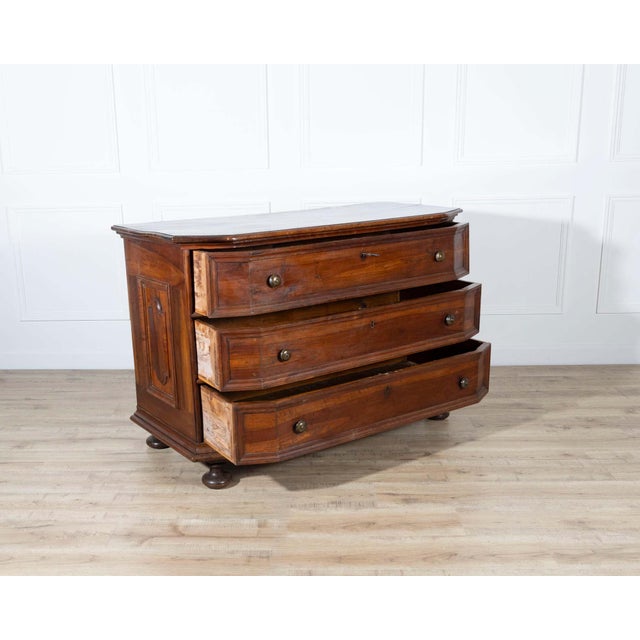 Antique Walnut Shapeless Chest Of Drawers Italy 17th Century For Sale - Image 4 of 8