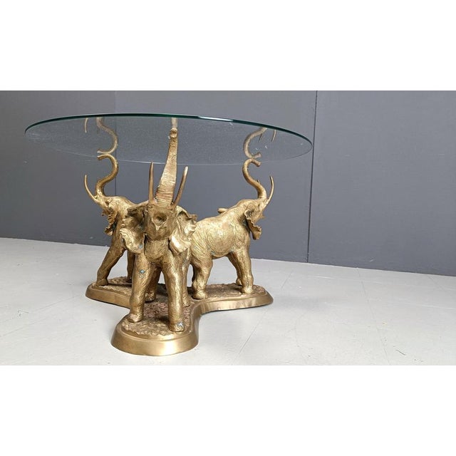1970s Vintage Brass Elephant Coffee Table, 1970s For Sale - Image 5 of 10