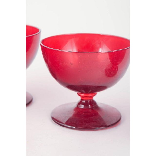Ruby-Red Dessert Glasses by Monica Bratt for Reijmyre Glasbruk, 1950s, Set of 3 For Sale - Image 3 of 5