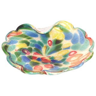 Mid Century Murano Dino Martens Millefiori Silver Flake Folded Bowl For Sale