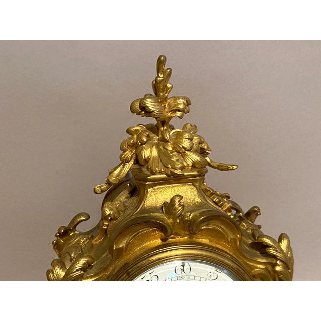 19th Century Bronze French Louis XV Ormolu Table/Mantle Clock For Sale - Image 11 of 13