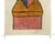Stunning hand-knotted wool rug showcasing an abstract face motif in muted tones of Misty Jade, Coral Pink, Buff Orange,...