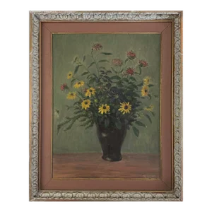 Vintage Impressionist Floral Still Life, Signed/Framed (C. 1950, Oil on Canvas)
