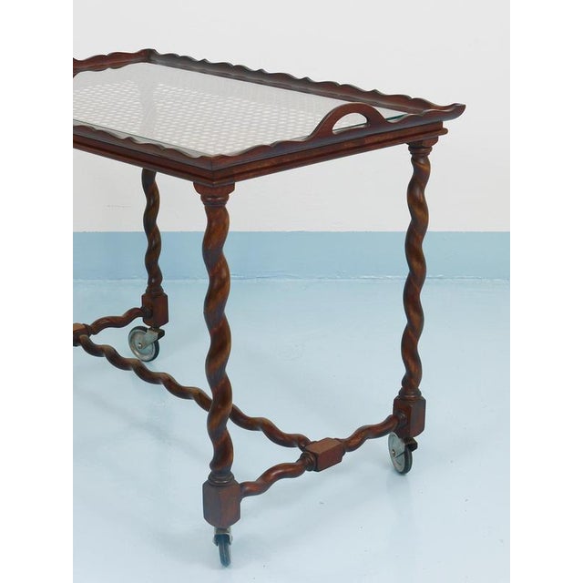 1920s Vintage Italian Barley Twist Bar Cart Serving Trolley, Italy, 1920s For Sale - Image 5 of 18