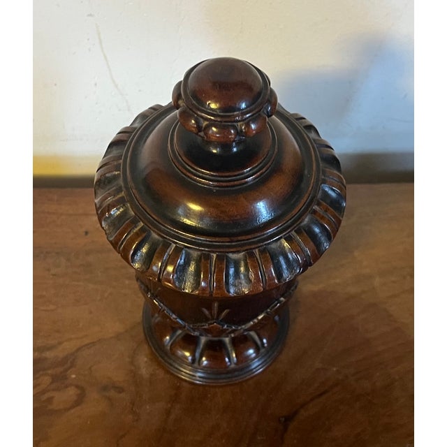 Antique 19th Century English Regency Carved Treen Mahogany Urn For Sale - Image 11 of 12