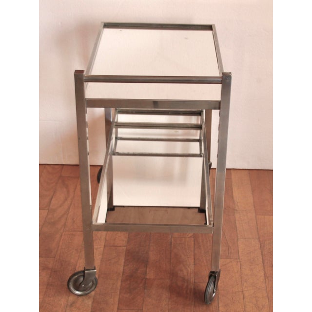 Vintage French Art Deco Chromed Bar Trolley by Jacques Adnet, 1930s For Sale - Image 3 of 13