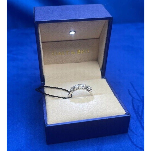 Round Shape Brilliant Cut Silvery Grey Warm Diamond 5 Stone Eternity Stackable, Size 7 For Sale - Image 9 of 10