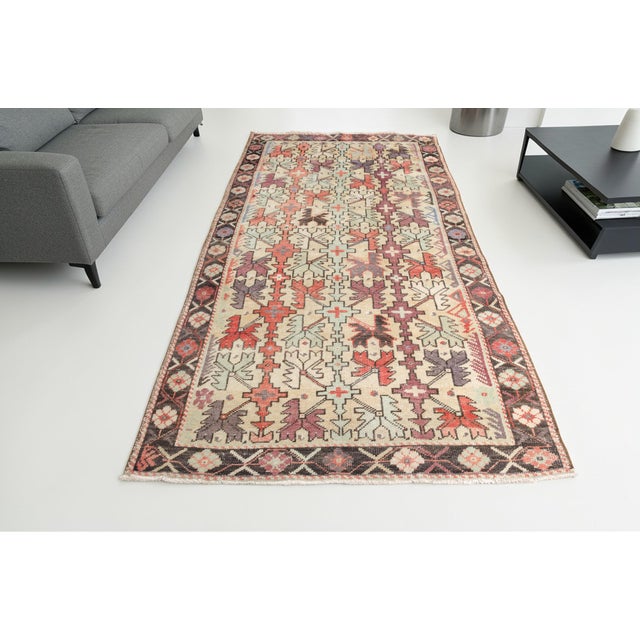 Turkish Vintage Turkish Tribal Rug, Geometric Cross Pattern Area Rug For Sale - Image 3 of 10
