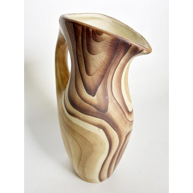 Gold Ceramic Pitcher with Faux Wood Motif, France, 1960s For Sale - Image 8 of 12