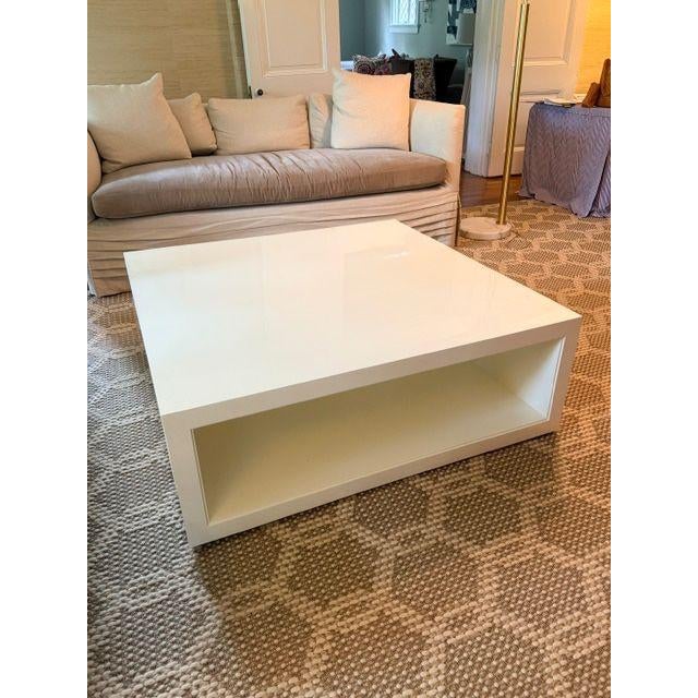 Serena & Lily Serena & Lily White Lacquer Coffee Table For Sale - Image 4 of 4