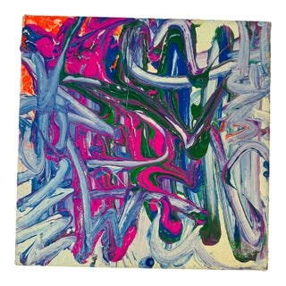 Vintage Abstract Painting on Canvas For Sale