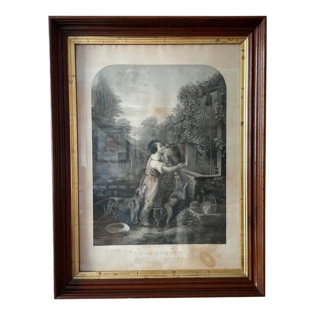 19th Century Gilt Walnut Frame & With C. 1872 Etching For Sale