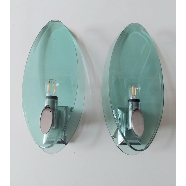 Italian Glass Wall Lights from Fontana Arte, 1970s, Set of 2 For Sale - Image 11 of 12