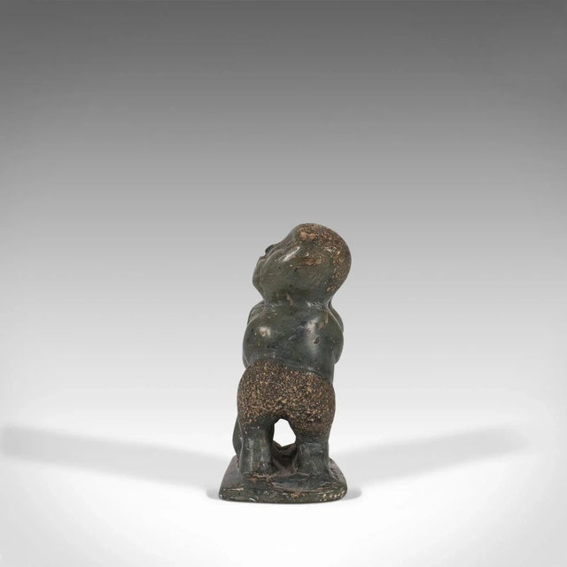 Late 19th Century C. 1900 Small Antique Soapstone Statue Tribal Figure Polynesian Decorative Statues For Sale - Image 5 of 11