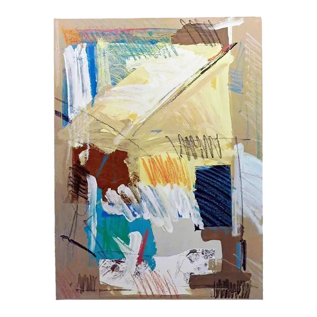1990s Baker Abstract Mixed-Media Print on Paper, Hand Signed For Sale