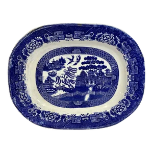 Antique Blue Willow Serving Platter From England - Circa 19th Century