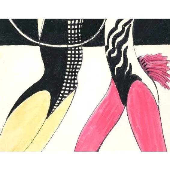 Mid-Century Modern 1960s Original Fashion Drawing for Gymnast Rare, Matted For Sale - Image 3 of 3