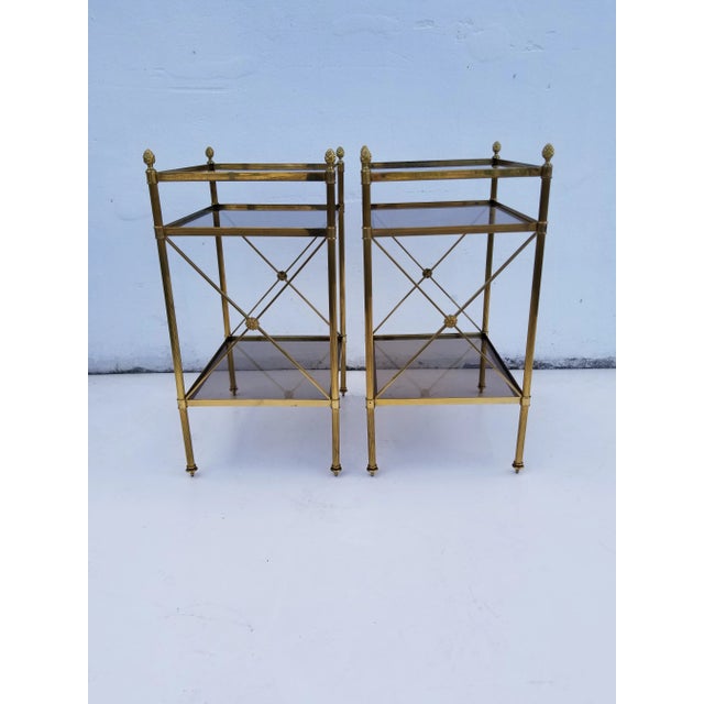 Superbe pair of Maison Baguès side table, 3 tiers, 1st tier high: 8 inches 2nd tier high : 20 inches