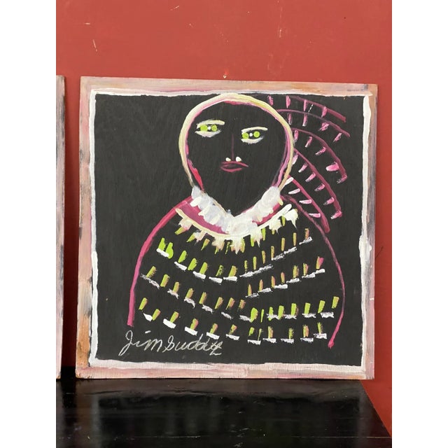Jimmy Lee Sudduth Family Tryptic Folk Art Paintings For Sale - Image 6 of 12