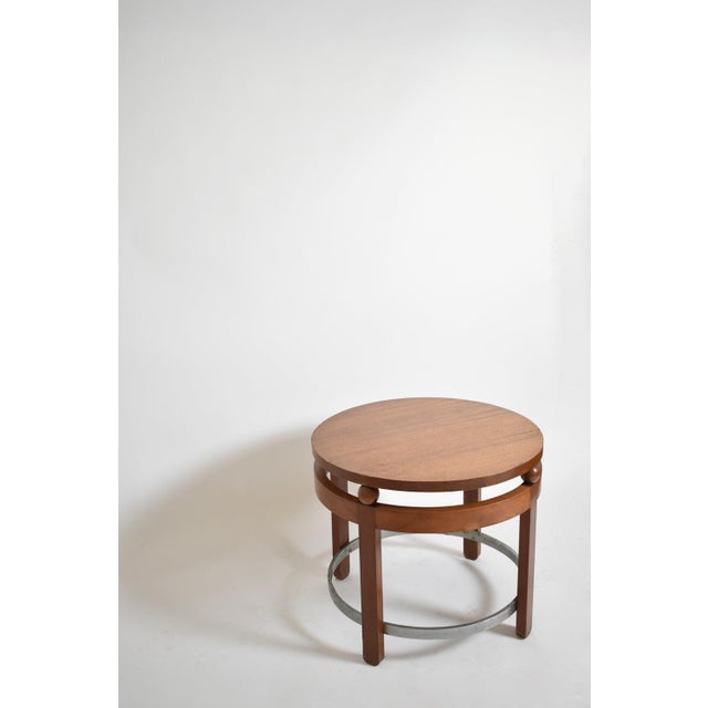 Modernist round wooden pedestal table, 1930s Height: 63 cm - 24.8 in Diameter: 75 cm - 29.53 in