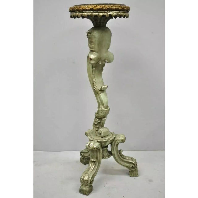 Late 20th Century Italian Baroque Style Marble Top Figural Bearded Man Pedestal Stands - a Pair For Sale - Image 10 of 11
