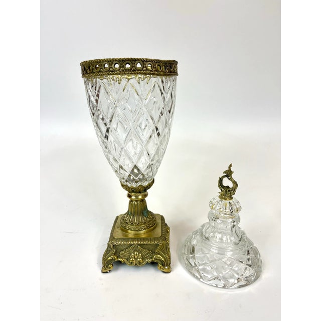 Late 20th Century 1980s Glass and Brass Vessel With Lid For Sale - Image 5 of 5