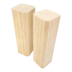 Pair of Tall Large Square Italian Travertine Pedestals Stands