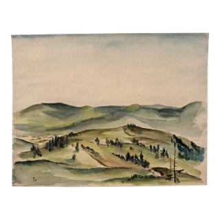 Henry Emil Salloch Original Watercolor on Paper Winter on the Rhine, 1936. For Sale