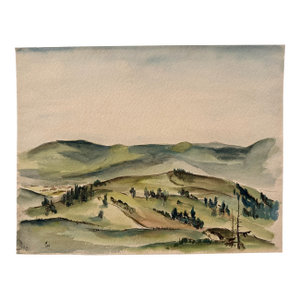 Henry Emil Salloch Original Watercolor on Paper Winter on the Rhine, 1936.